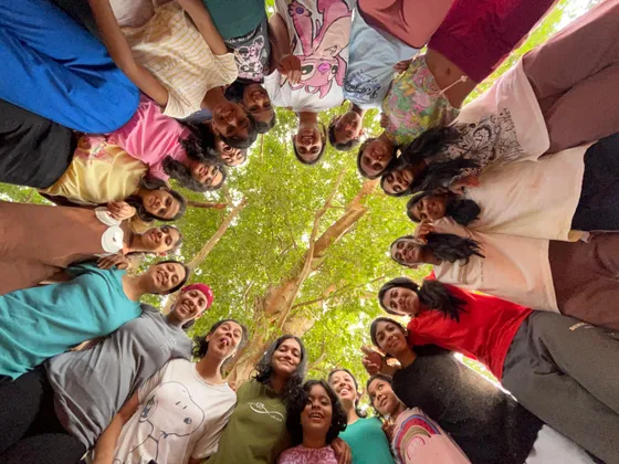 Summer Fun for Kids participants enjoying a nature walk on the Nrityagram campus